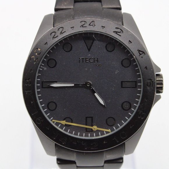 ITech Digital Watch Mens Black Tone Stainless Steel Classic Black Dial For Parts - Picture 3 of 8